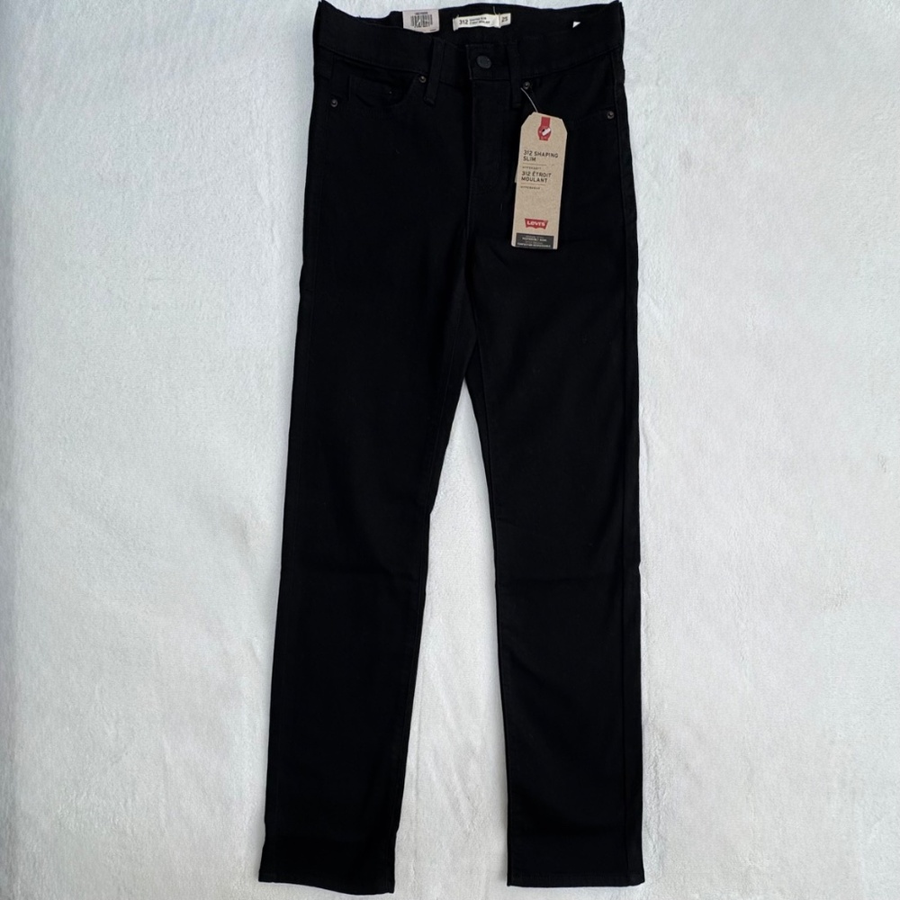 Levi's 312 Shaping Slim Mid Rise Black Jeans with Stretch Women's Size 25